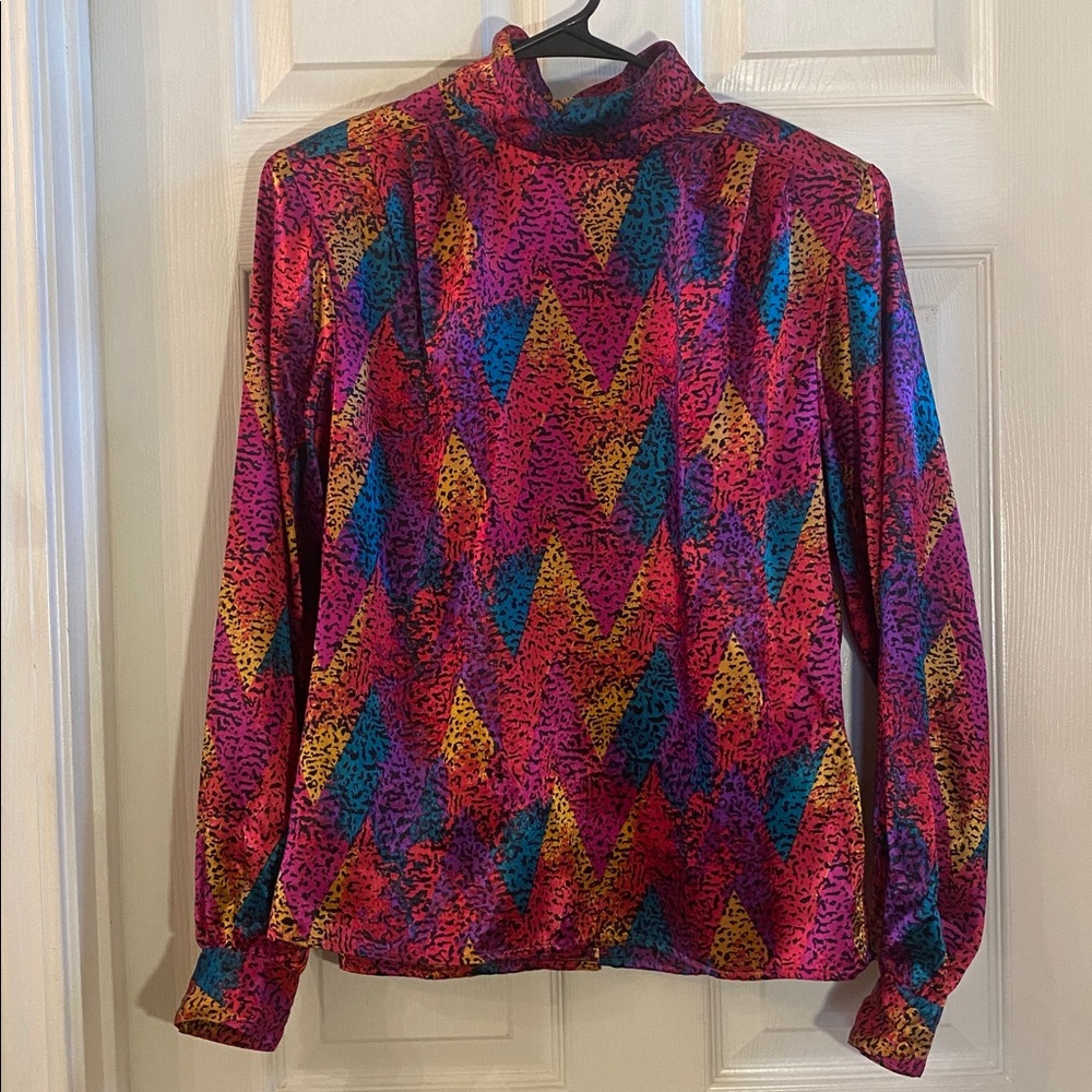 Vintage Michelle Stuart Multicolor Abstract Button Down Shirt - Picture 3 of 12